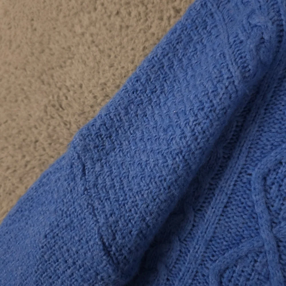 Aerie Sweater Womens L Blue Wool Blend Soft Knit Turtleneck Oversized Slouchy - Picture 9 of 11